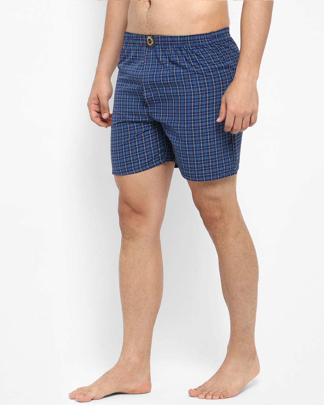 Shop | Blue And White Checked Boxers-Back