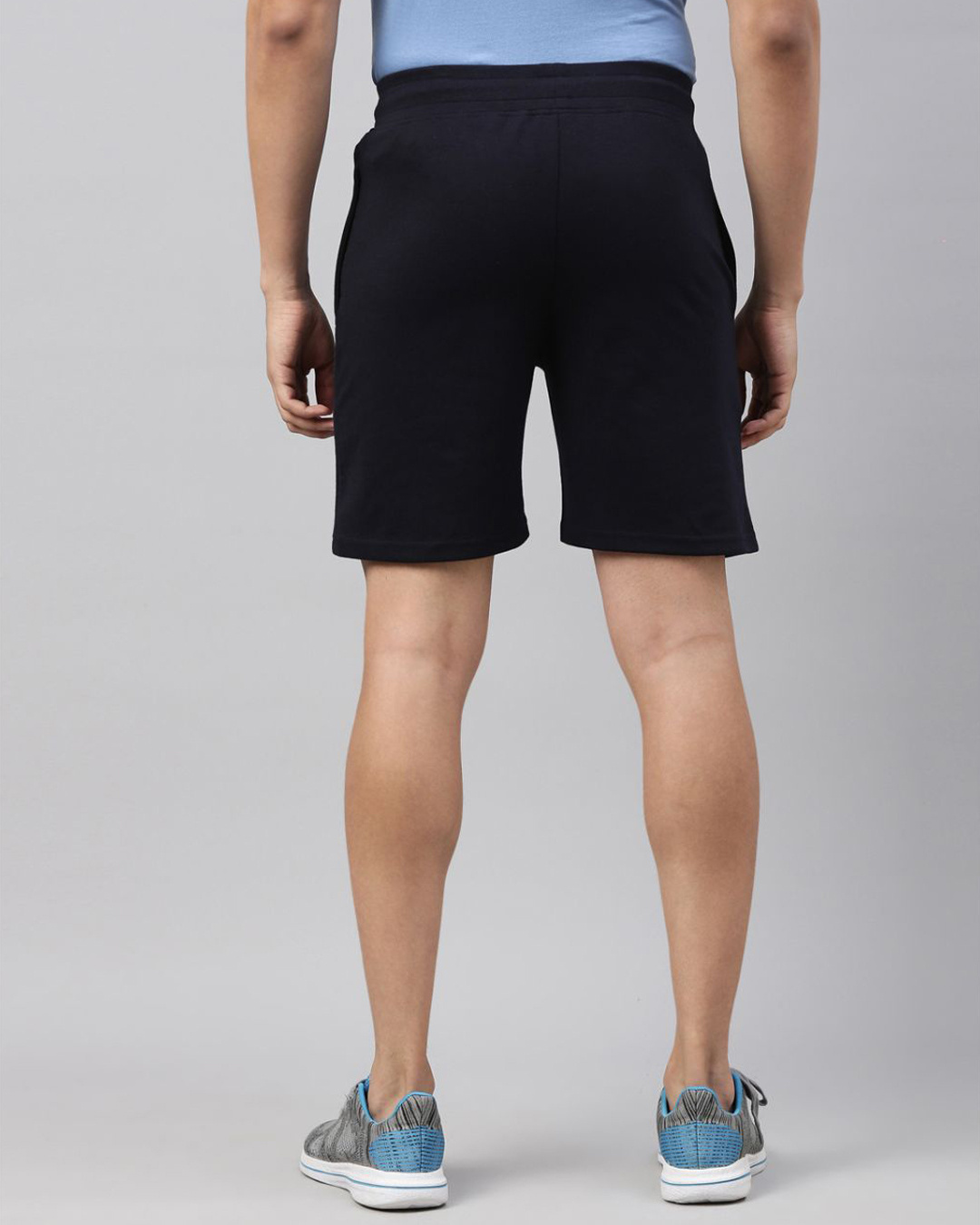 Shop Men Blue Printed Regular Fit Shorts-Back