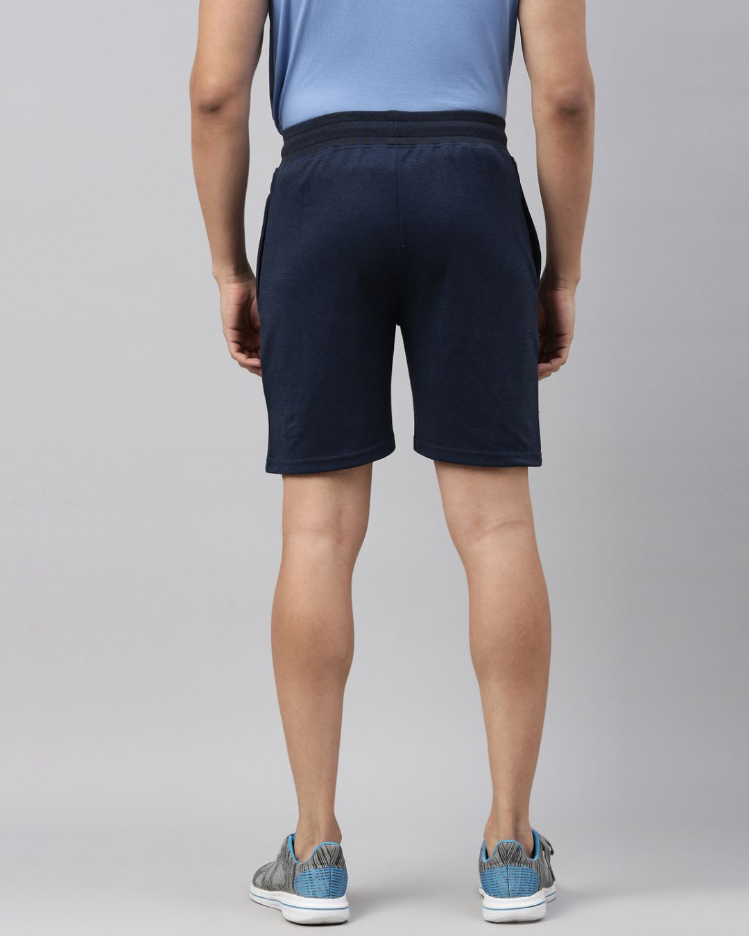 Shop Men Blue Solid Regular Fit Shorts-Back