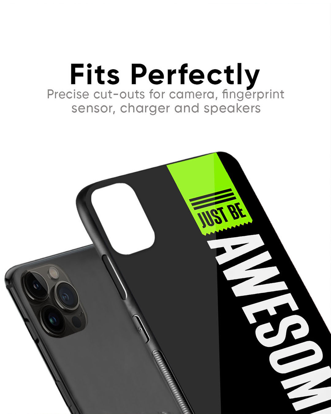 Shop Just Be Awesome Premium Glass Case for Apple iPhone 14 (Shock Proof, Scratch Resistant)-Back