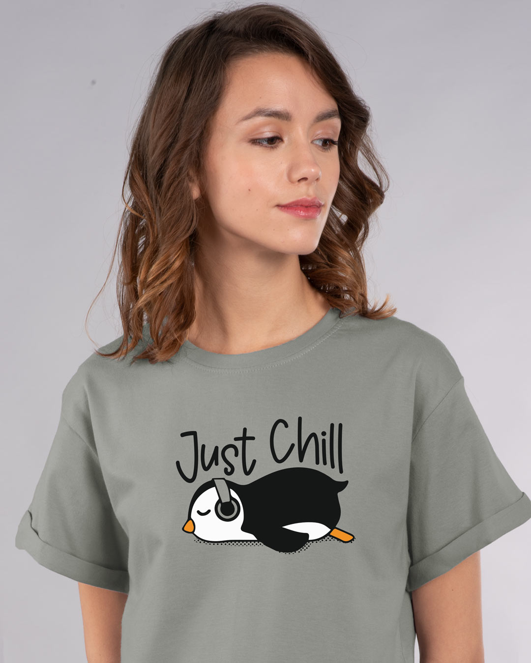 Shop Just Chill-penguin Boyfriend T-Shirt-Back