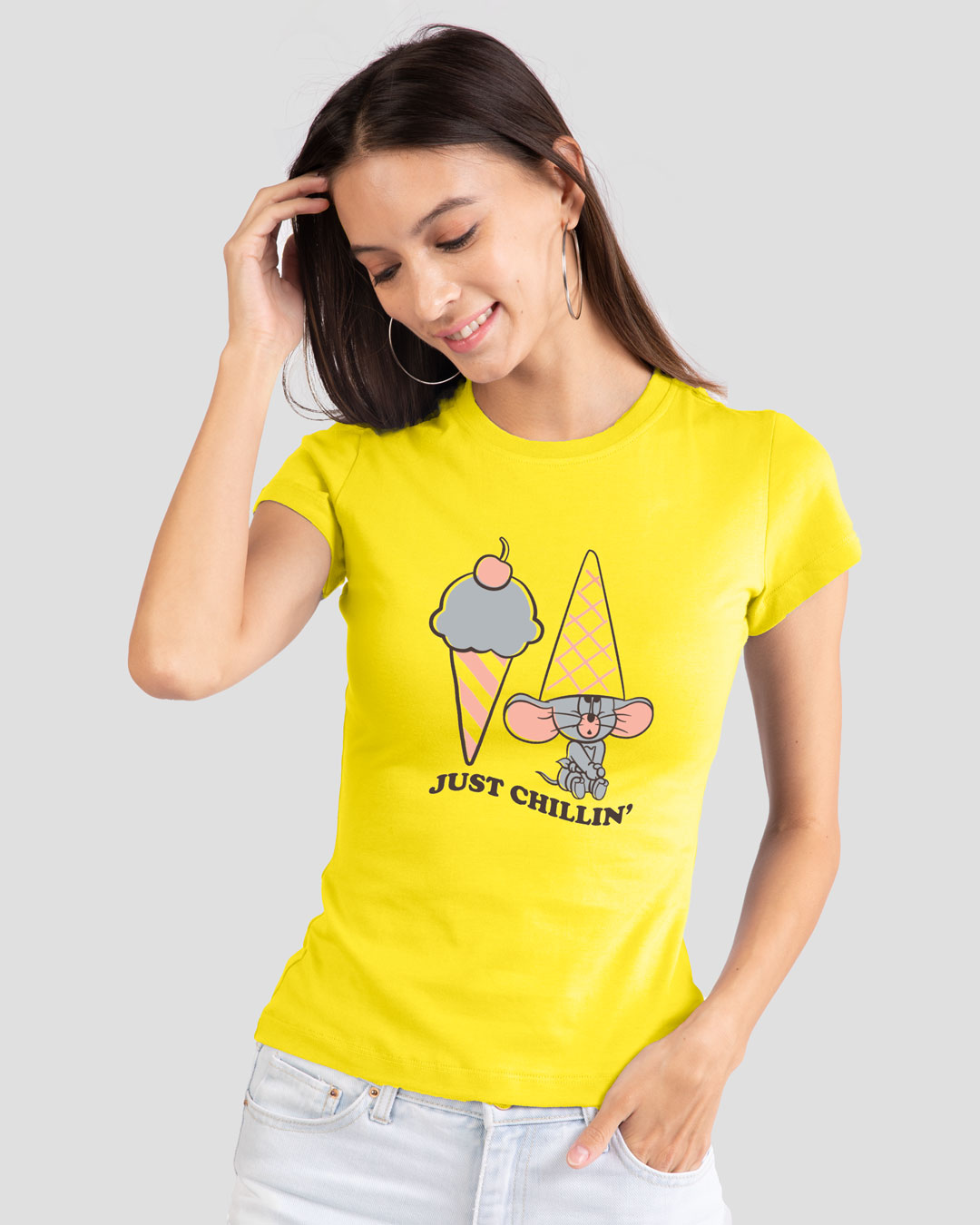 Shop Just Chillin Nibbles Half Sleeve T-Shirt Pineapple Yellow-Back
