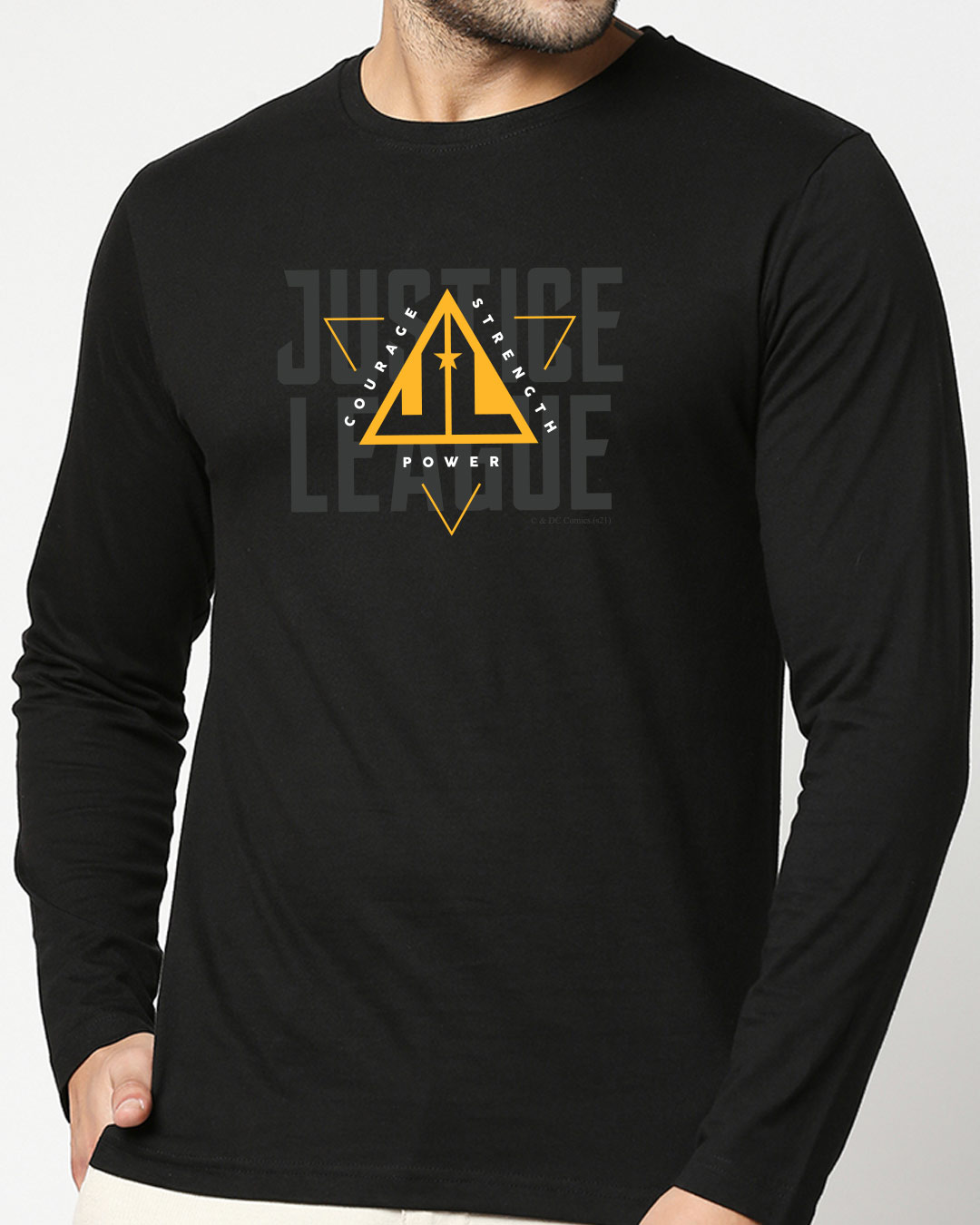 Shop Justice League Triad Full Sleeve T-Shirt Black-Back