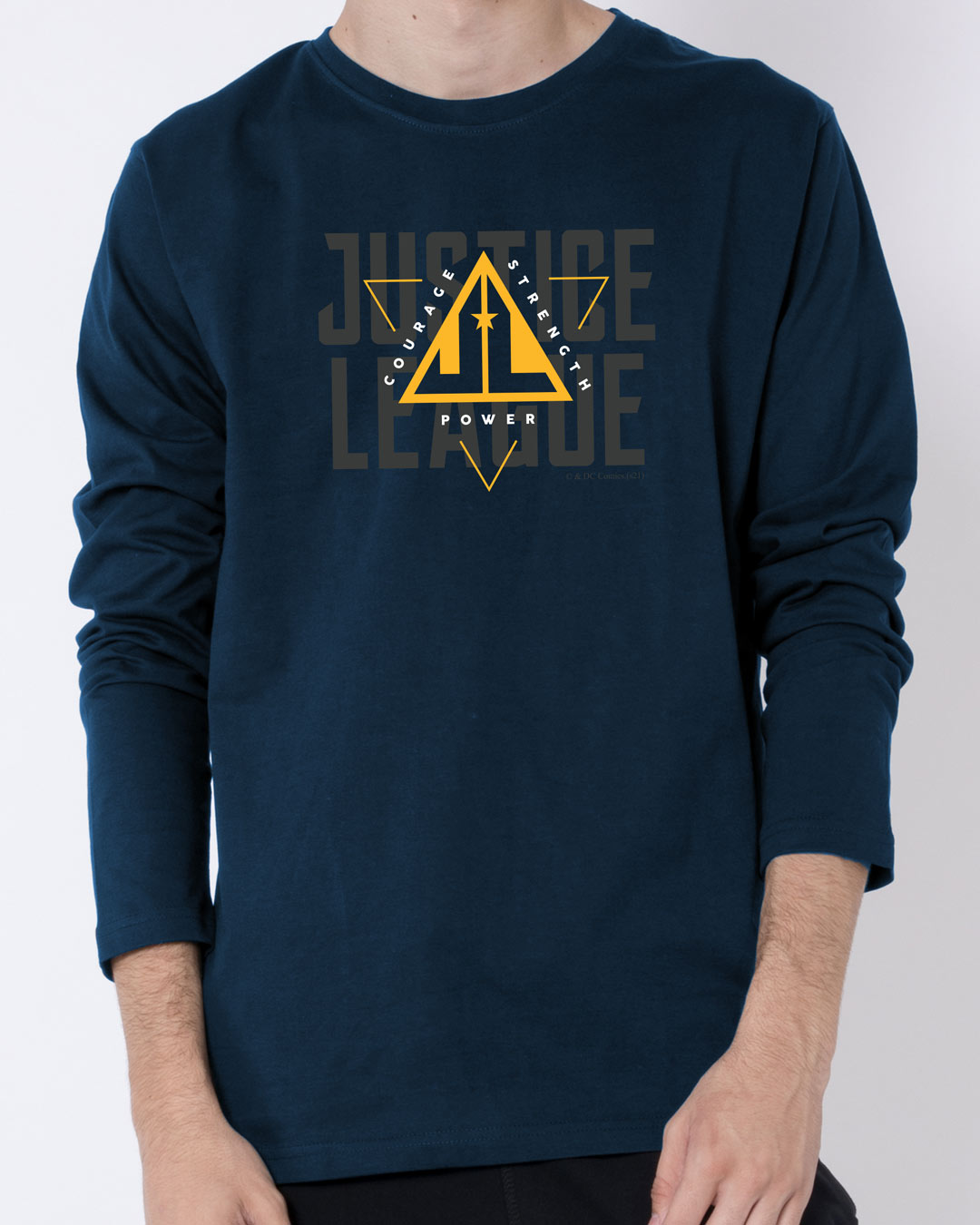 Shop Justice League Triad Full Sleeve T-Shirt Navy Blue-Back