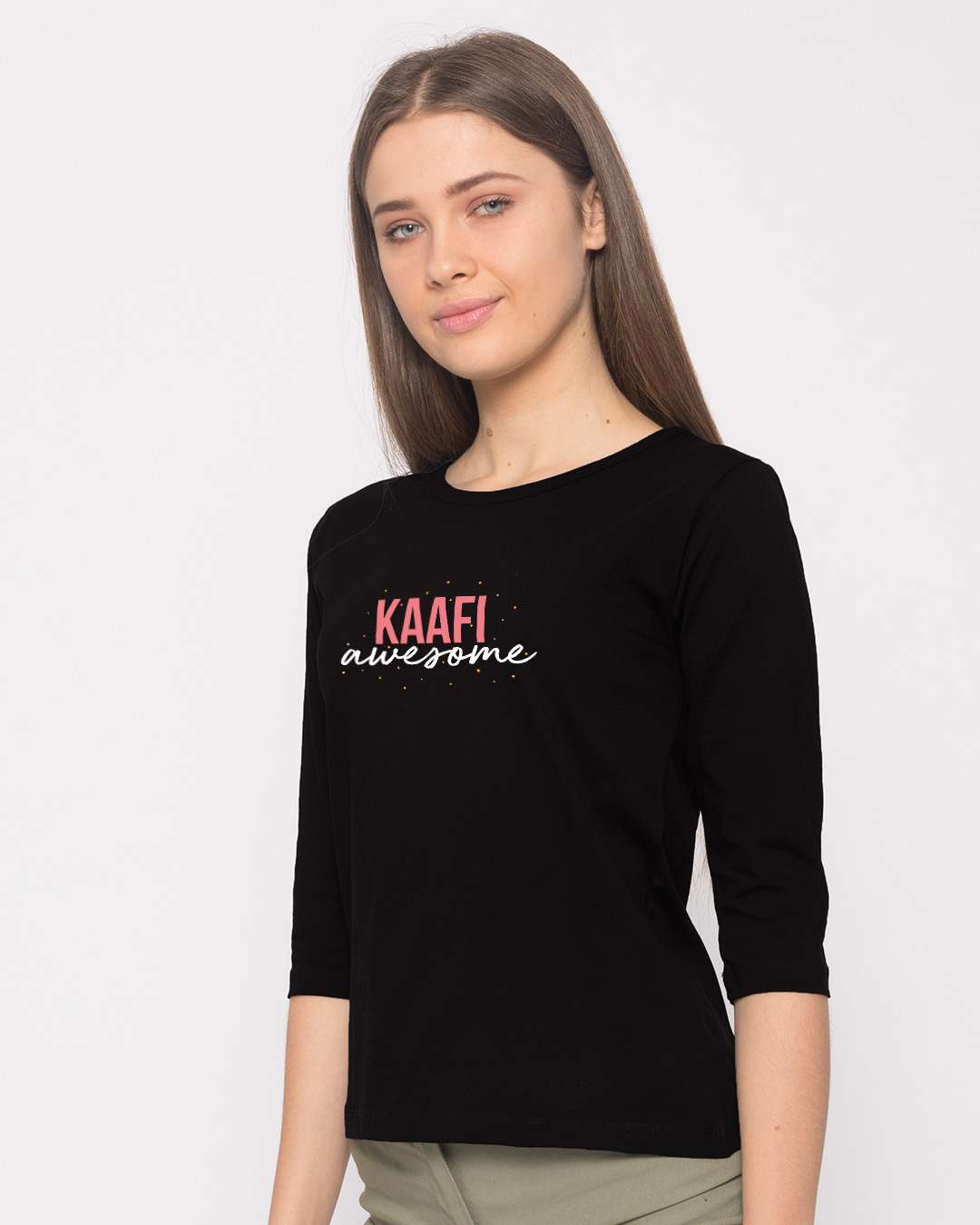 Shop Kaafi Awesome Round Neck 3/4th Sleeve T-Shirt-Back