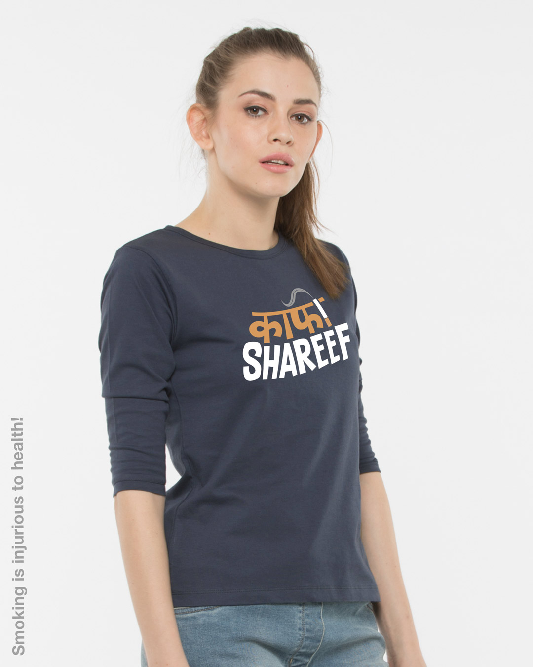 Shop Kaafi Shareef Round Neck 3/4th Sleeve T-Shirt-Back