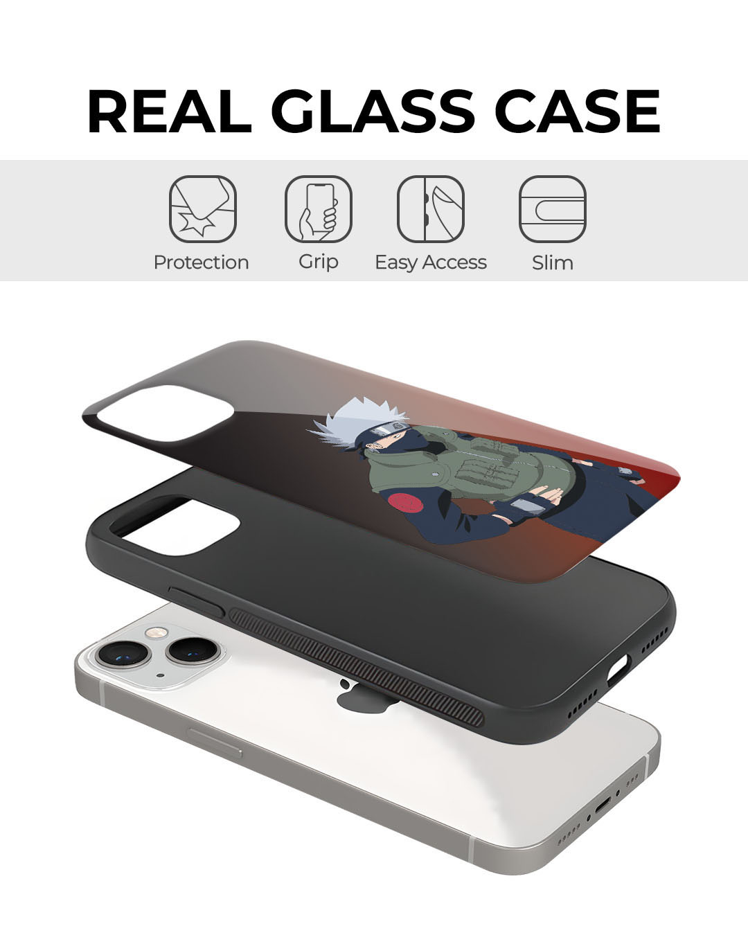 Shop Kakashi Premium Glass Cover for Redmi Note 9 Pro Max-Back