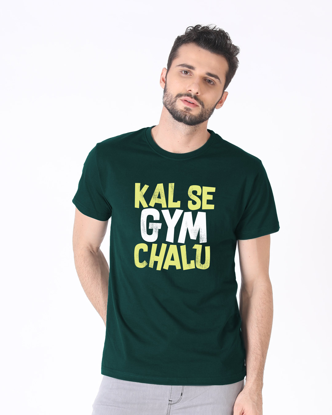 Shop Kal Se Gym Chalu Half Sleeve T-Shirt-Back