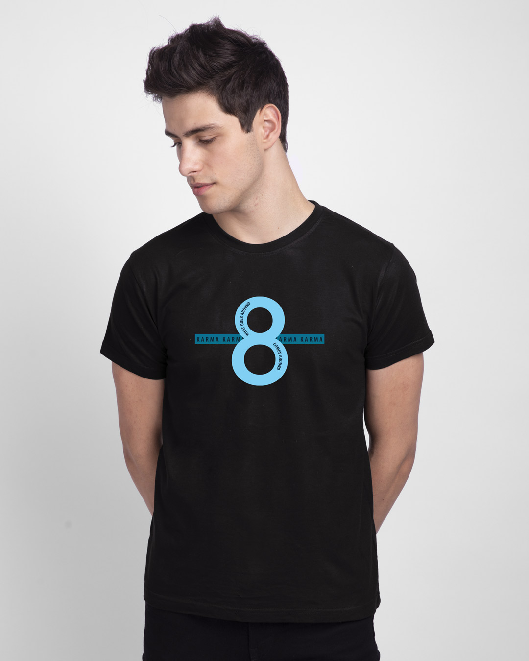 Shop Men's Black Karma Loop Typography T-shirt-Back