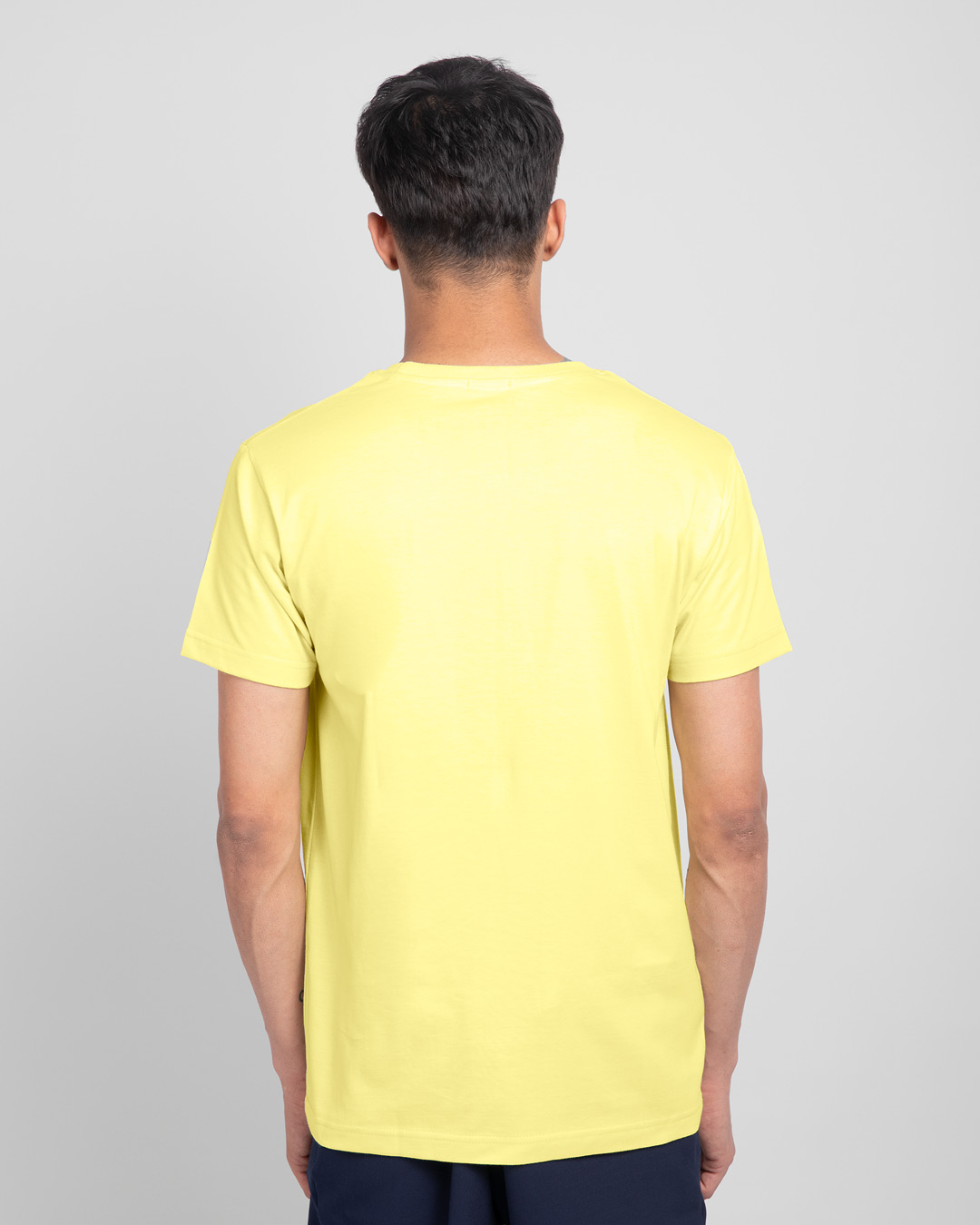 Shop Keep Calm And Meditate Half Sleeve T-Shirt-Pastel Yellow-Back