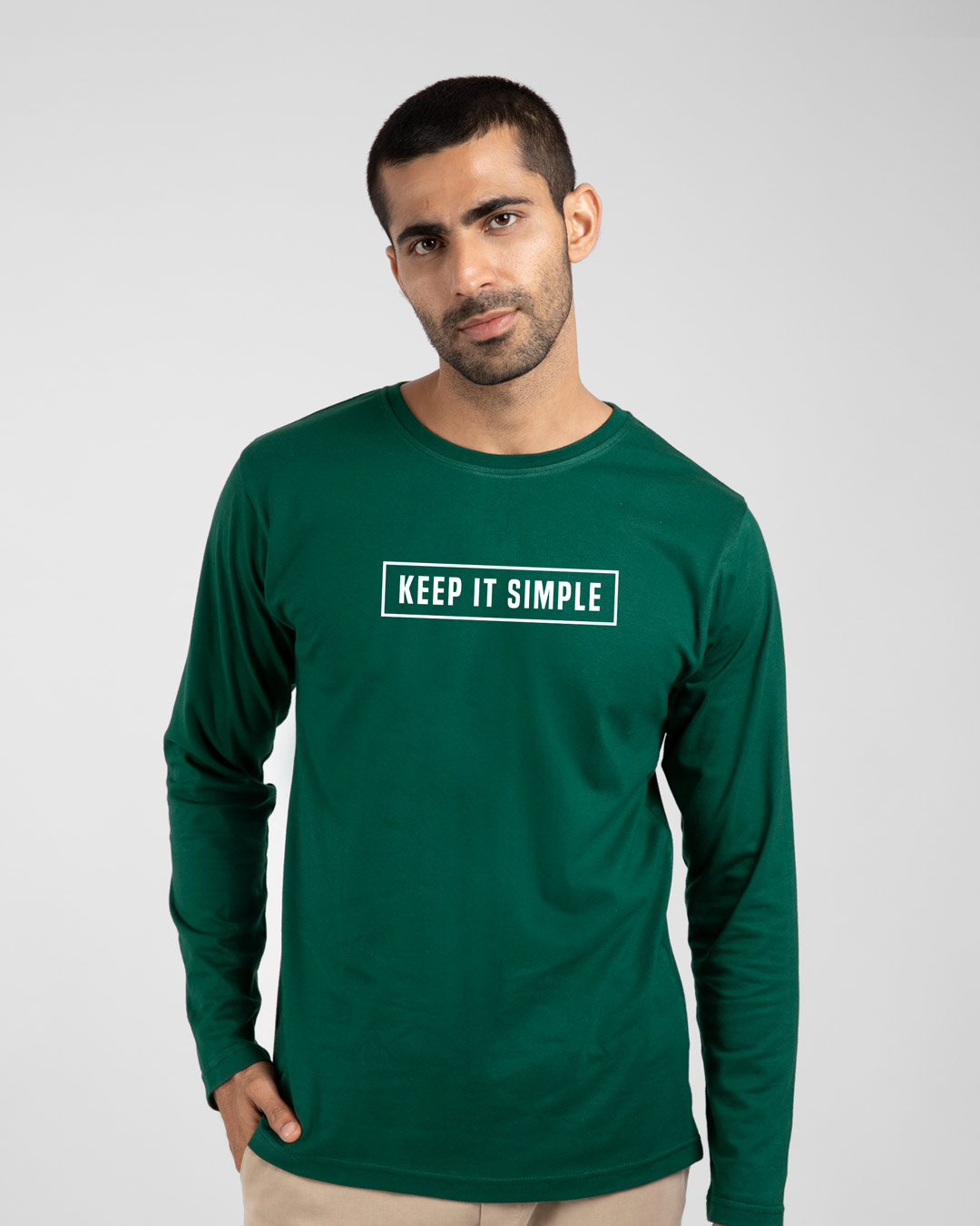 Shop Keep It Simple Full Sleeve T-Shirt Forest Green-Back