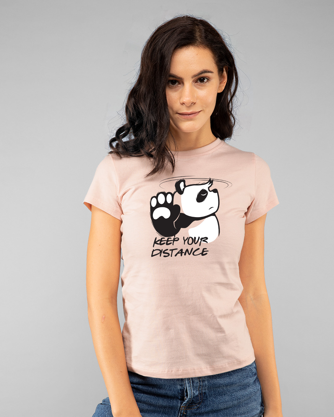 Shop Keep Your Distance Panda Half Sleeve Printed T-shirt-Back