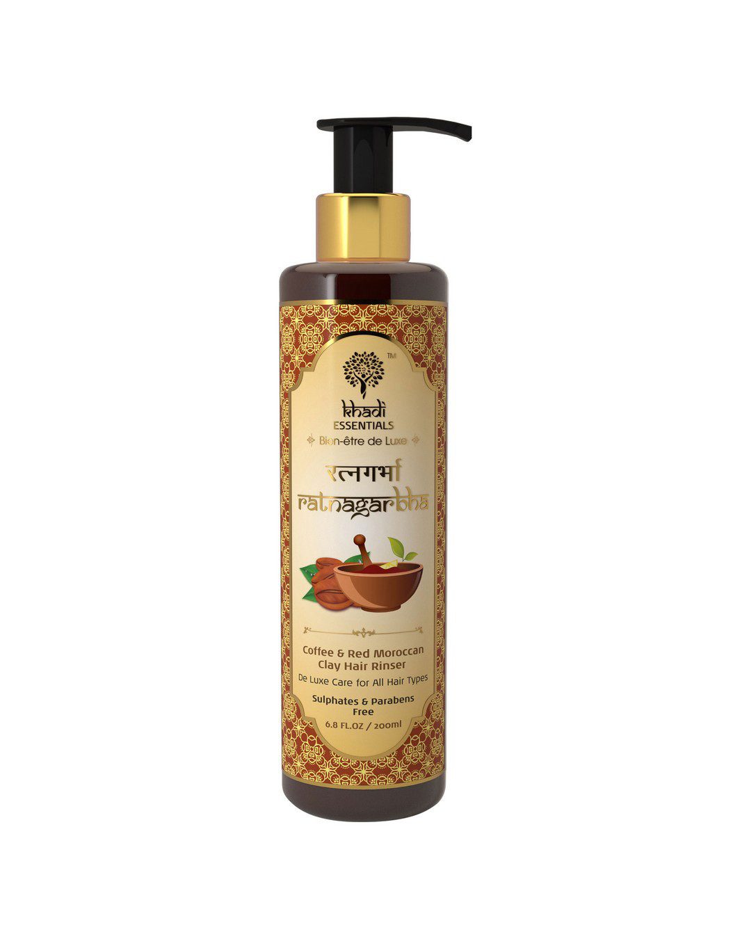 Shop Coffee & Red Moroccan Clay Hair Shampoo With Green Tea For Strong Shiny Hair-Back