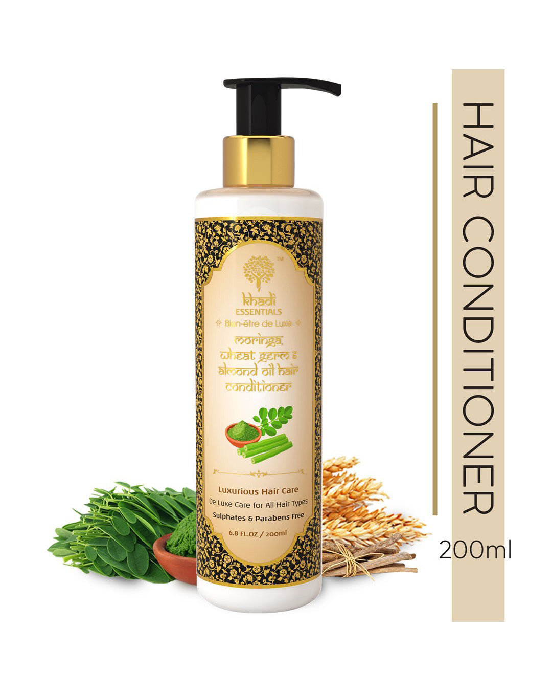 Shop Moringa Hair Conditioner With Neem, Almond Oil Shea Butter For Damaged Frizzy Hair-Back
