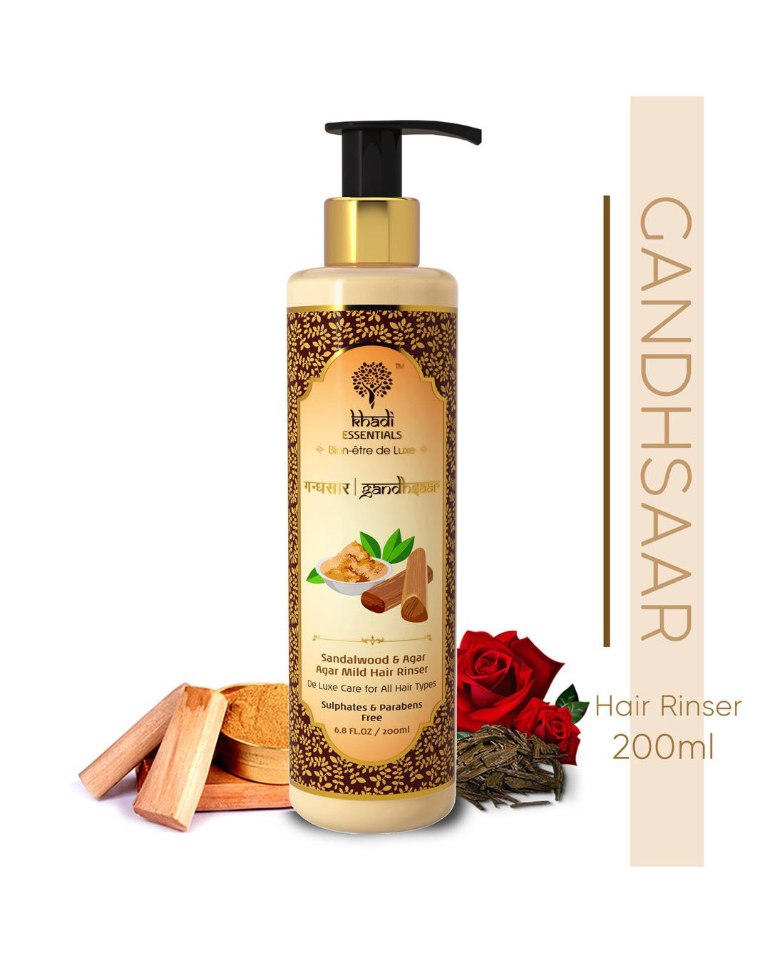 Shop Sandalwood Rose Hair Shampoo With Geranium, Bhringraj Oil, For Hair Strengthening-Back