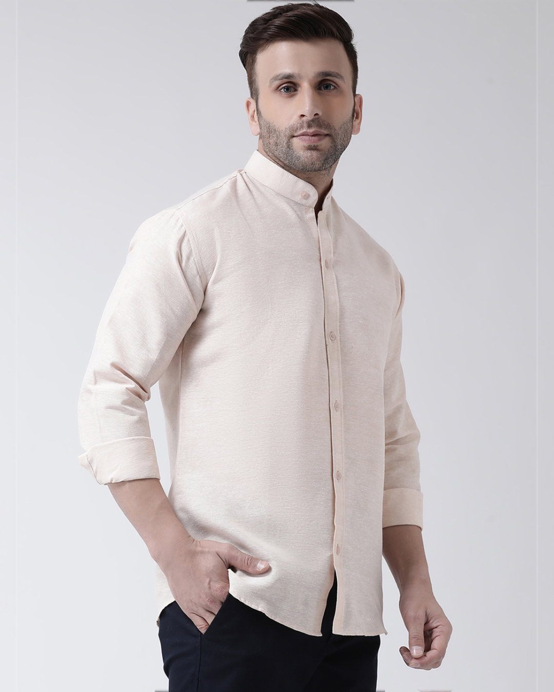 ShopFull Sleeves Cotton Casual Chinese Neck Shirt-Full