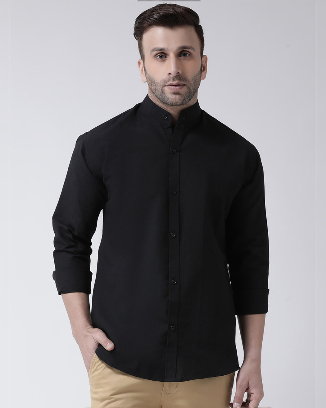 Buy Riag Full Sleeves Cotton Casual Chinese Neck Shirt Online at Bewakoof