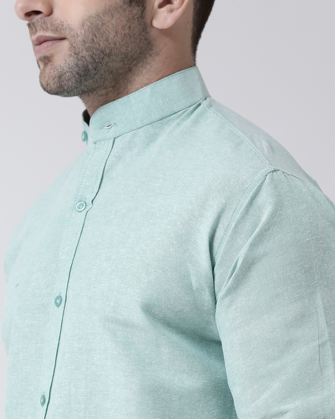 ShopFull Sleeves Cotton Casual Chinese Neck Shirt