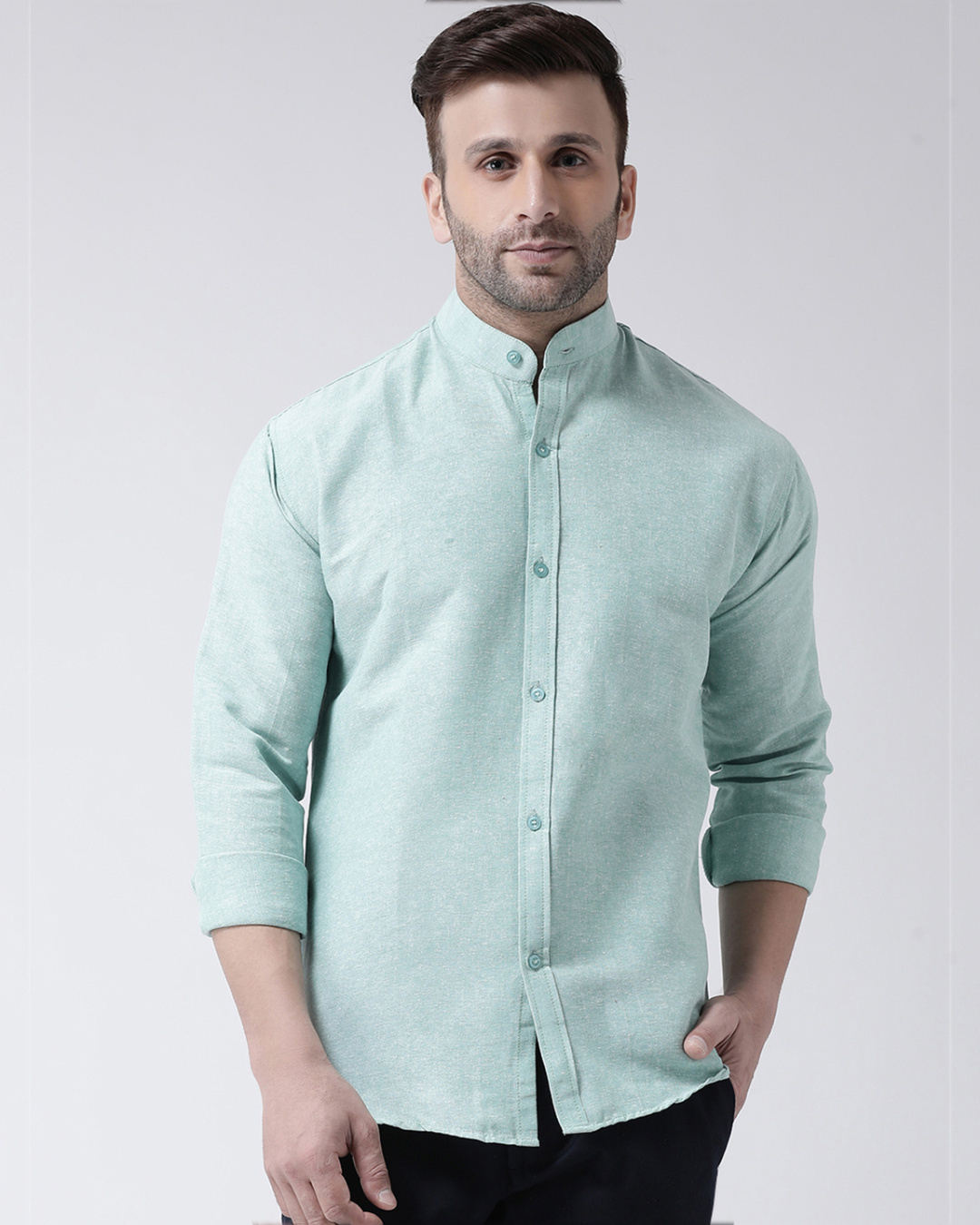 Buy Riag Full Sleeves Cotton Casual Chinese Neck Shirt Online at Bewakoof