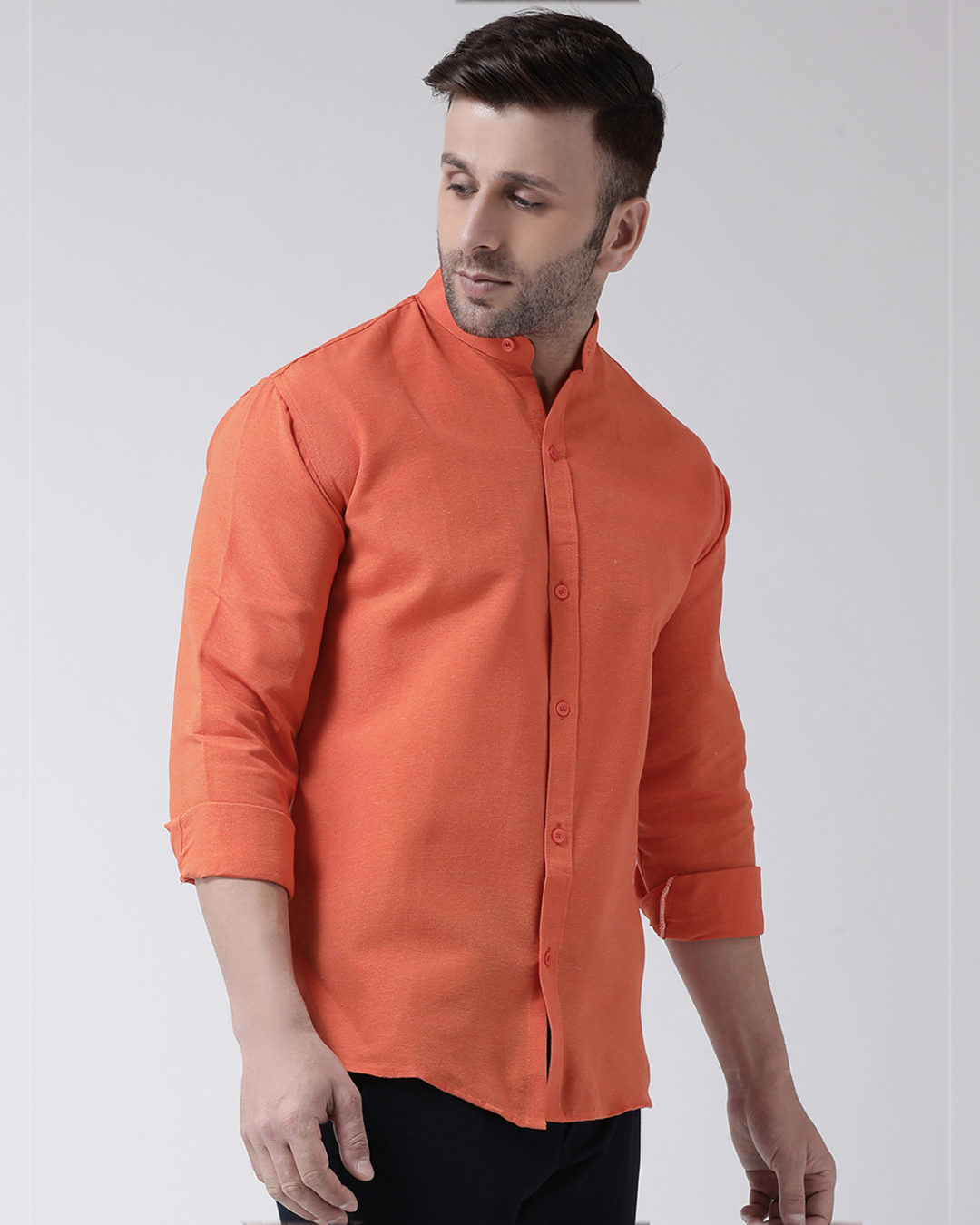 ShopFull Sleeves Cotton Casual Chinese Neck Shirt-Full
