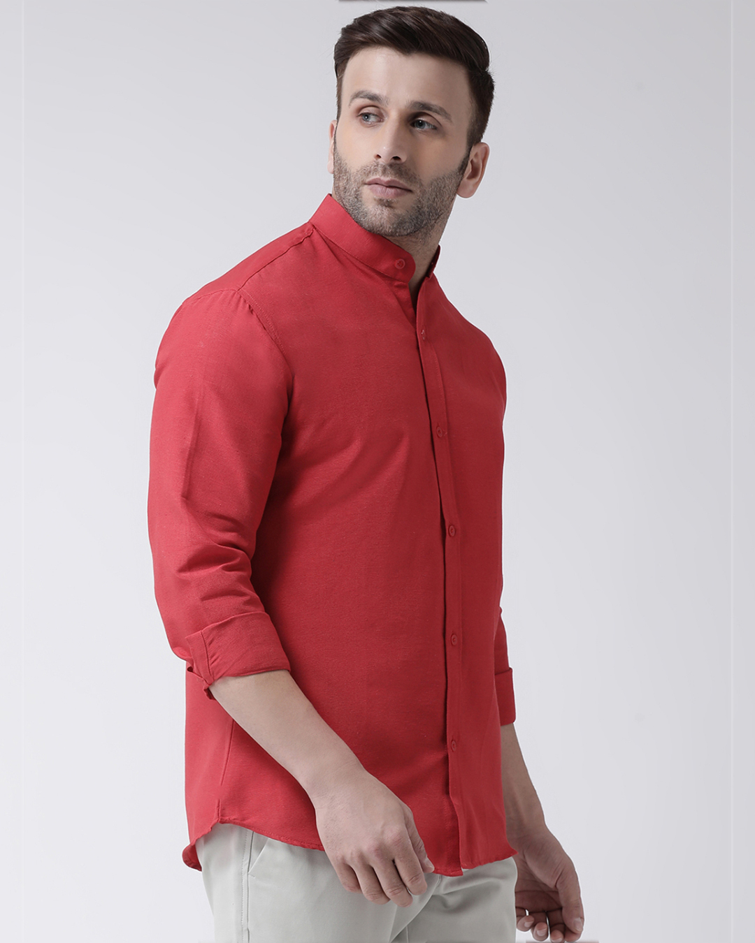 ShopFull Sleeves Cotton Casual Chinese Neck Shirt-Full