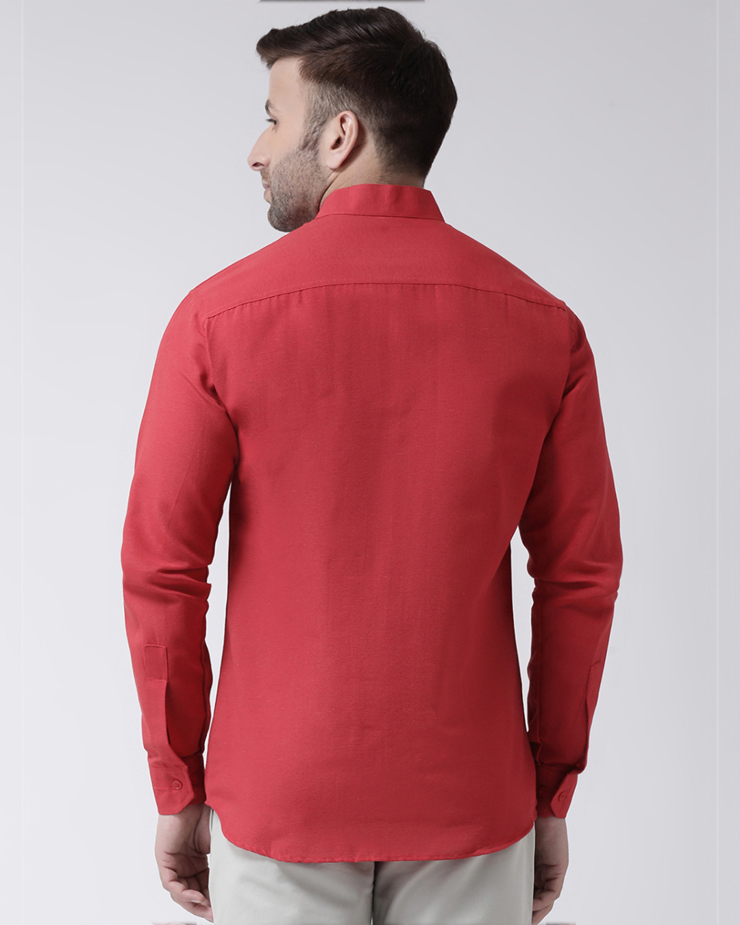 Shop Full Sleeves Cotton Casual Chinese Neck Shirt-Back