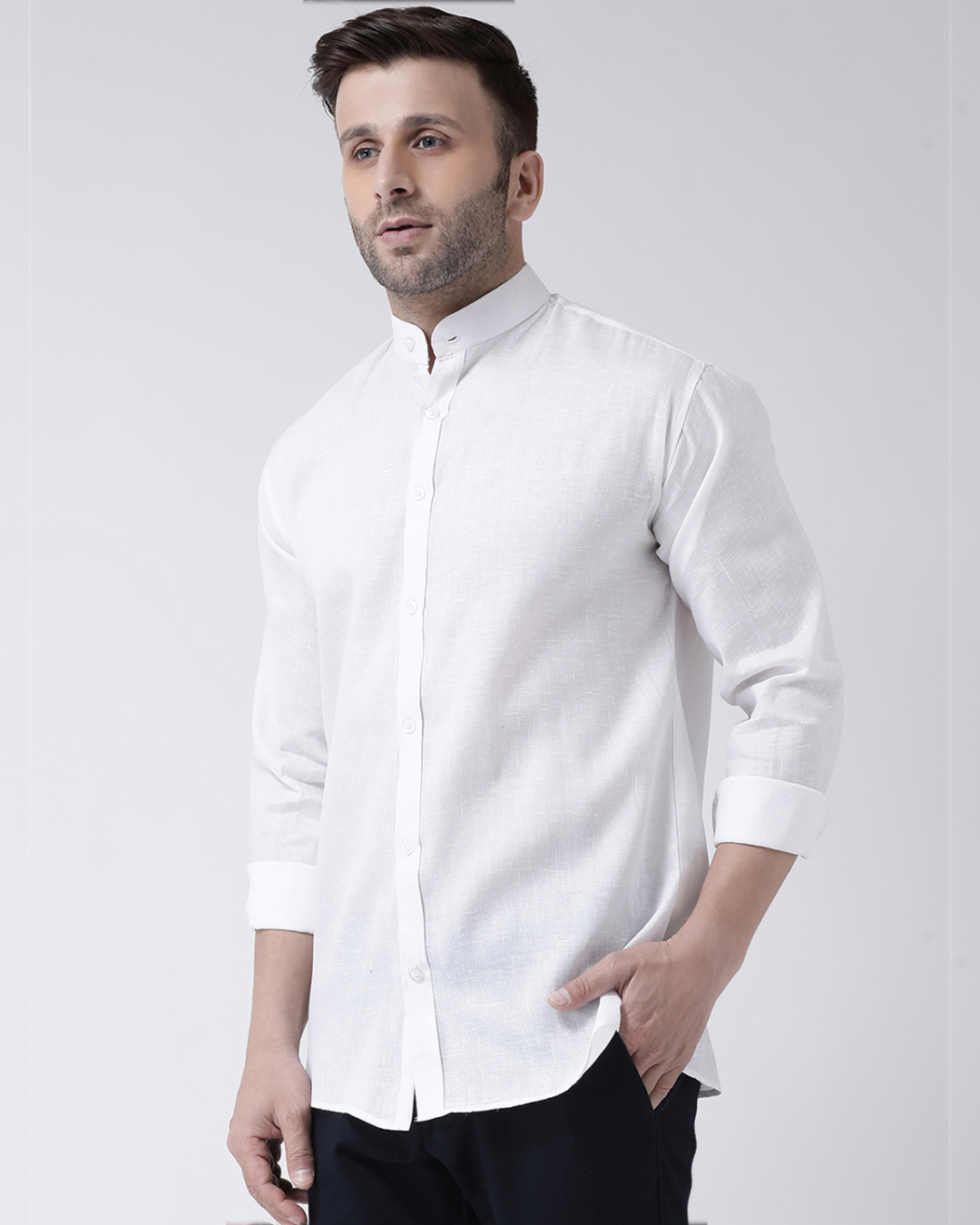 ShopFull Sleeves Cotton Casual Chinese Neck Shirt-Design