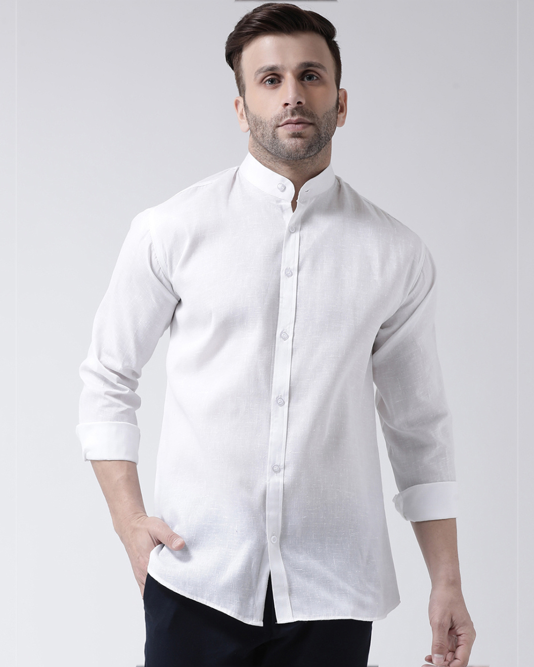 Buy Riag Full Sleeves Cotton Casual Chinese Neck Shirt Online at Bewakoof