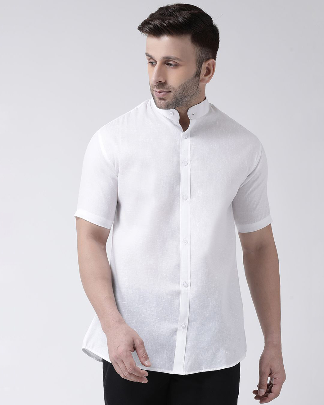 Buy Riag Half Sleeves Cotton Casual Chinese Neck Shirt Online at Bewakoof