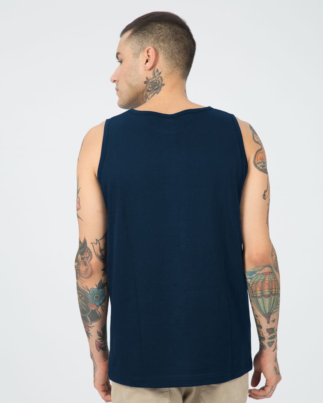 Shop Khadoos Round Neck Vest Navy Blue-Back