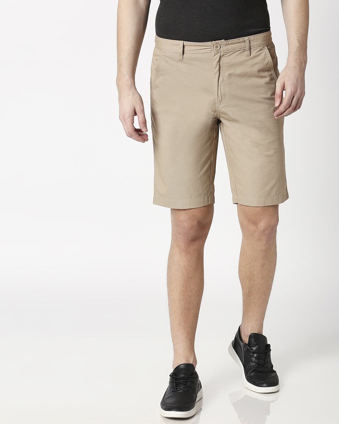Shop Khaki Textured Men's Shorts-Back