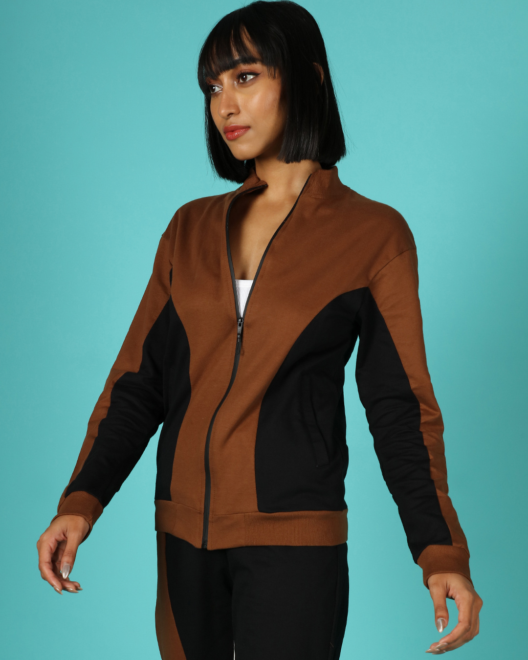 Shop Women's Killer Brown Color Block Jacket-Back