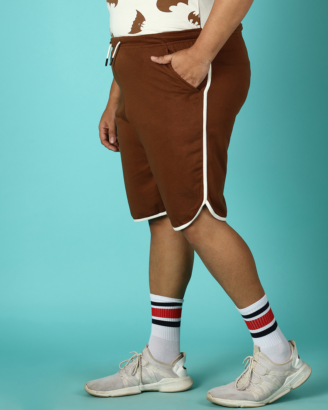 Shop Killer Brown Plus Size Basic Shorts-Back