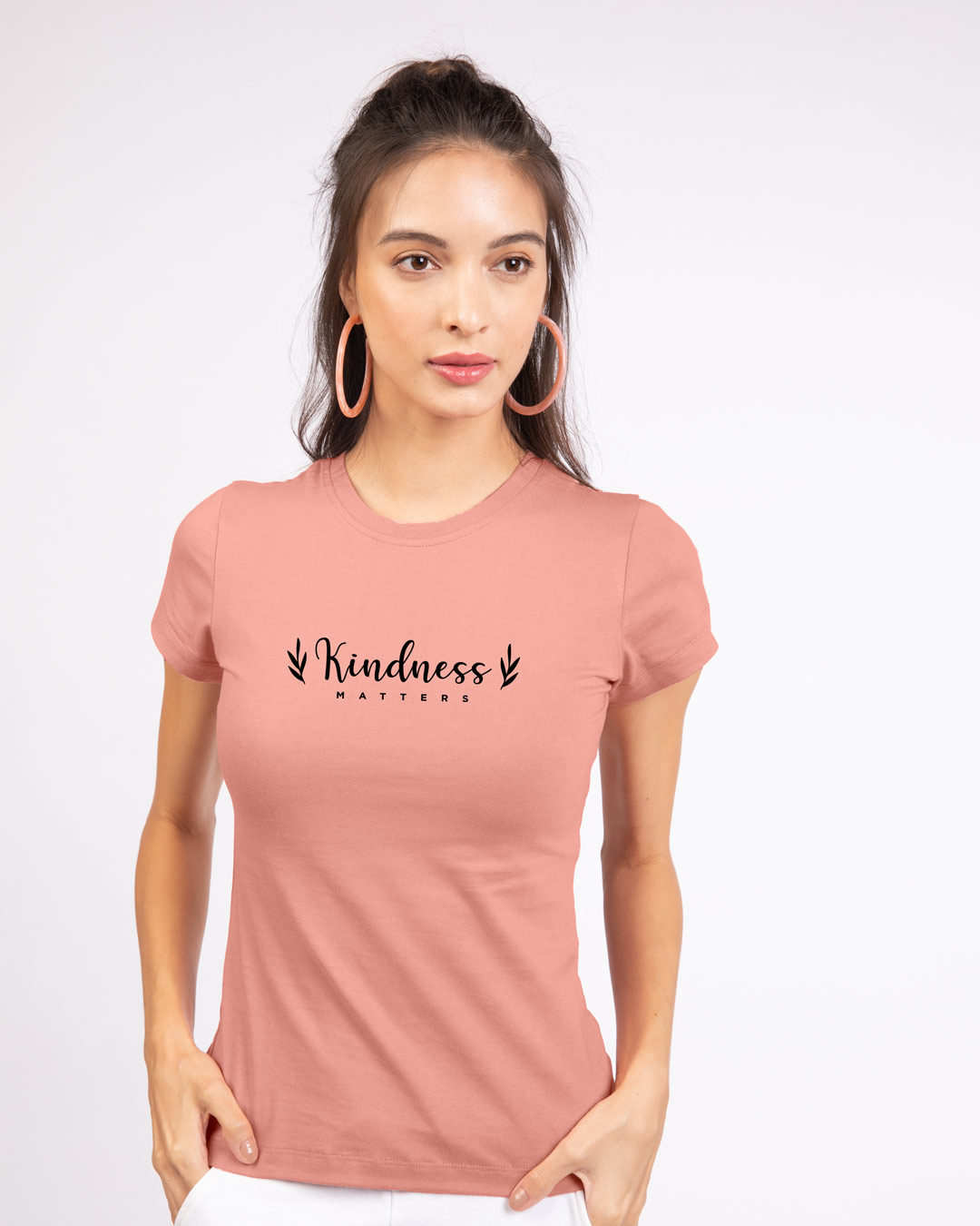 

Kindness Matters Half Sleeve Printed T-Shirt Misty Pink Women' Half Sleeve Printed T-shirt Bewakoof.com