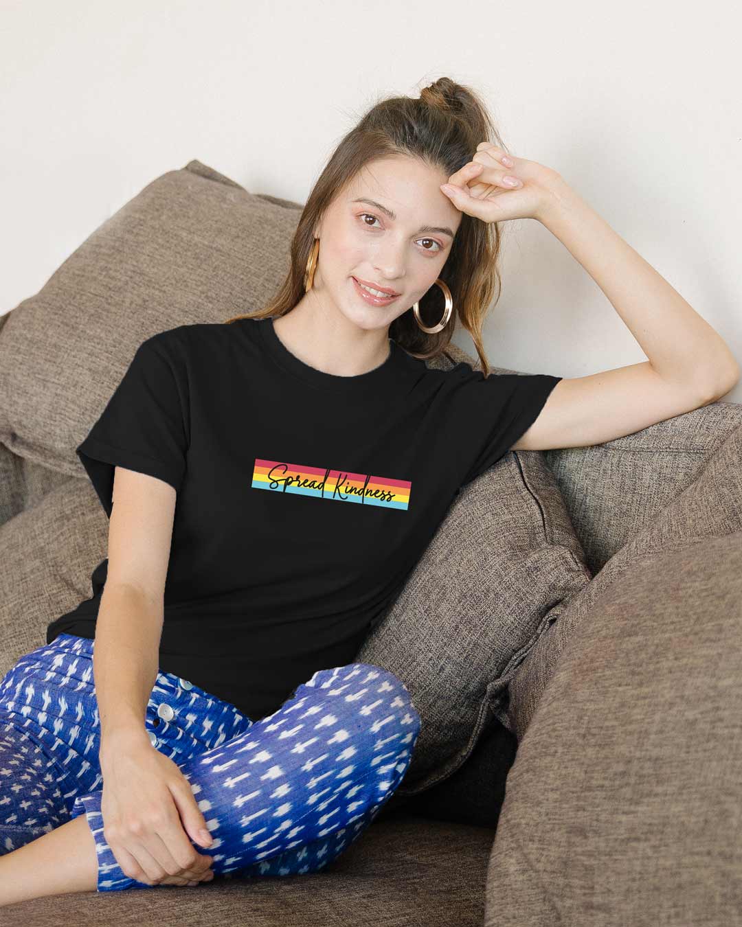 

Kindness Rainbow Boyfriend T-Shirts Black Women' Printed Boyfriend T-Shirts Bewakoof.com