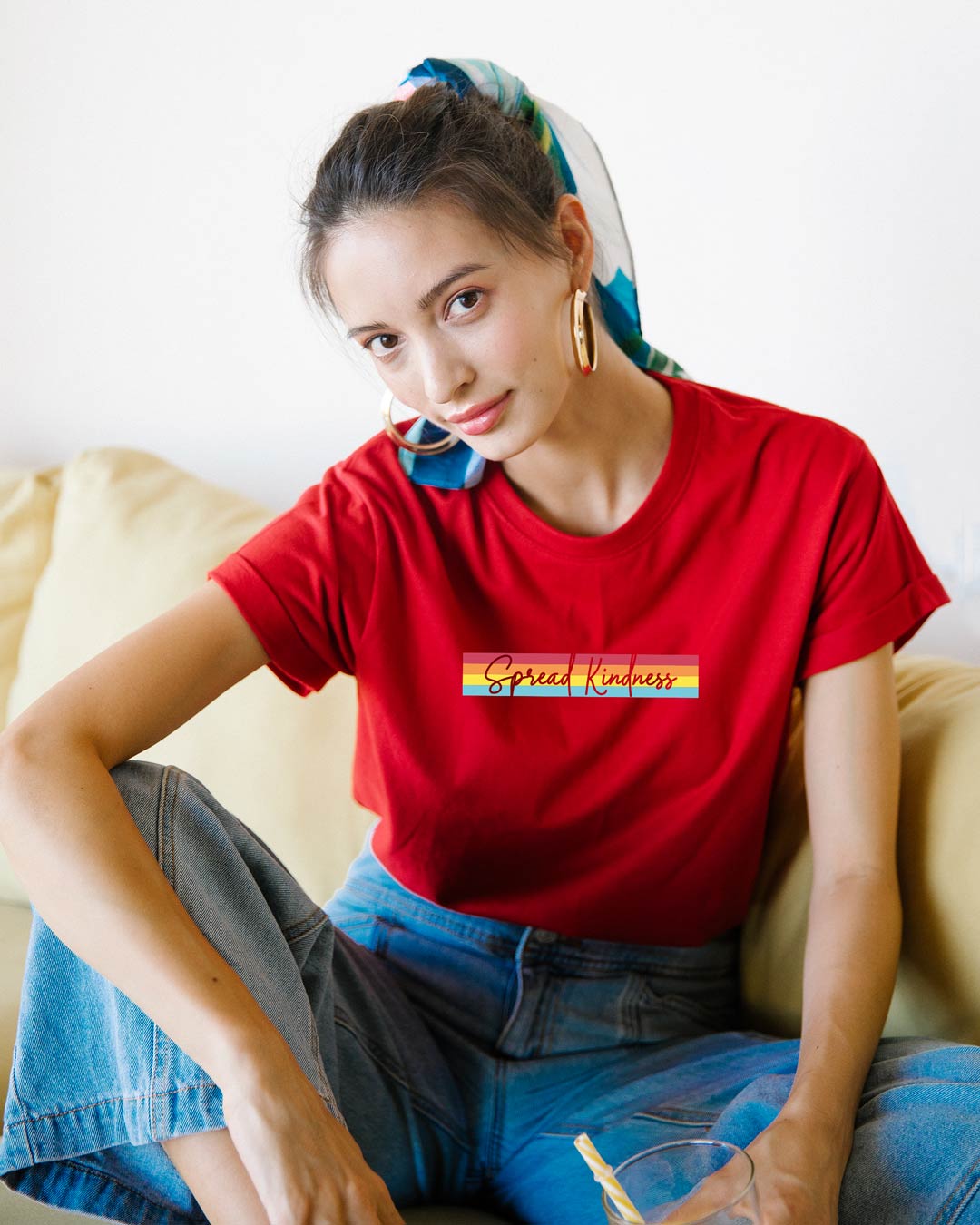 

Kindness Rainbow Boyfriend T-Shirts Bold Red Women' Printed Boyfriend T-Shirts Bewakoof.com