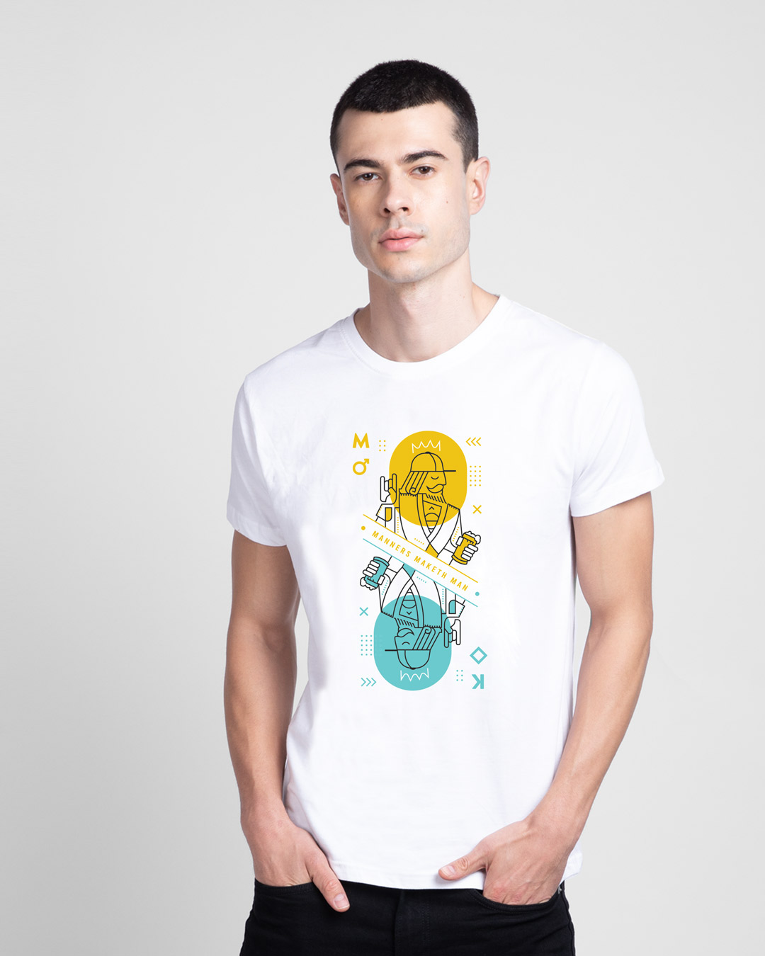 

King Card Half Sleeve T-Shirt Men' Printed T-Shirts Bewakoof.com, White