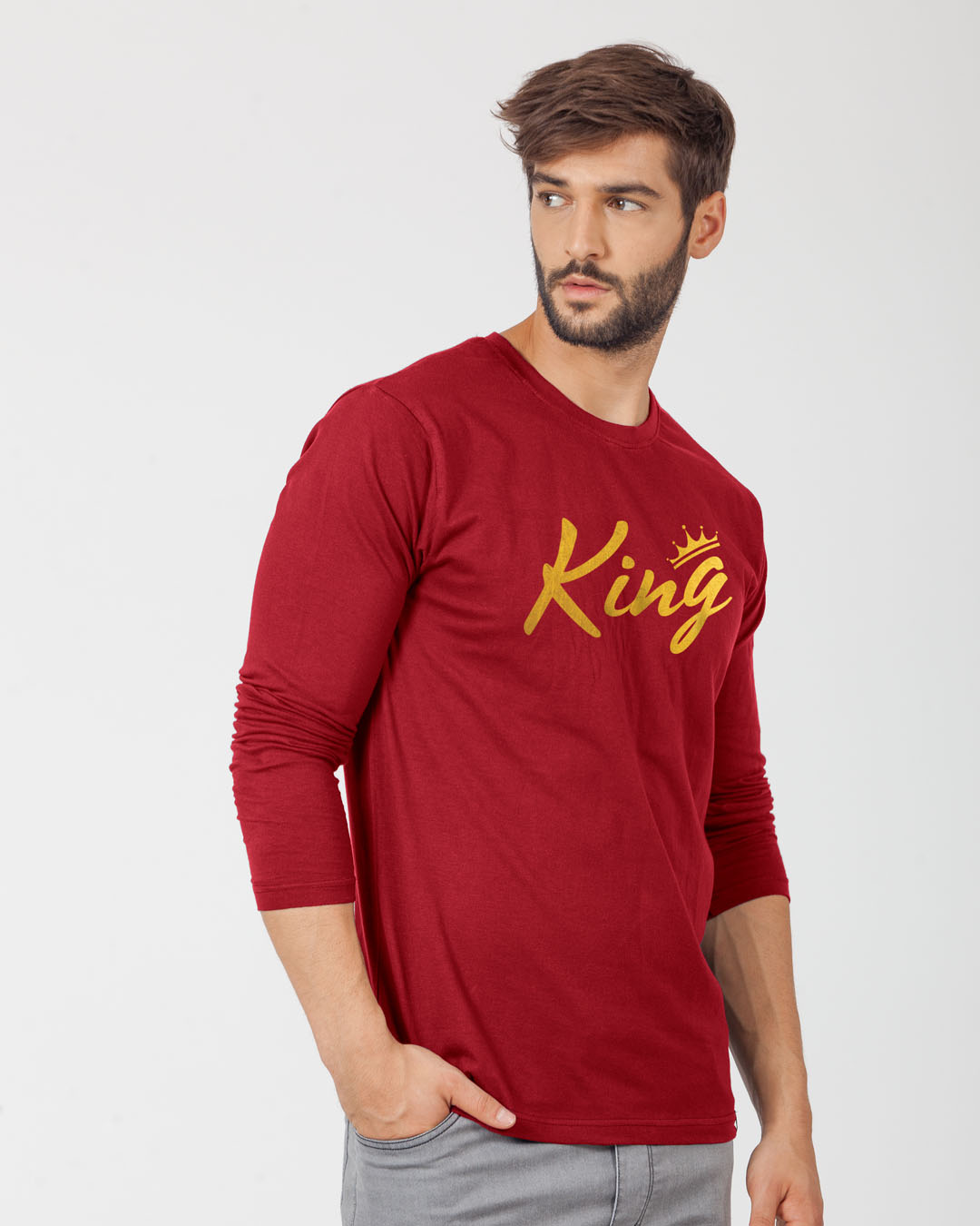 Shop King Gold Print Full Sleeve T-Shirt-Back