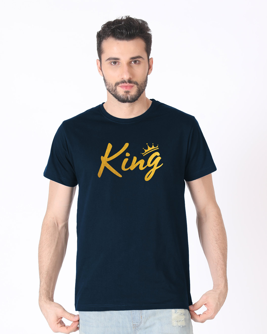 Shop King Gold Print Half Sleeve T-Shirt-Back