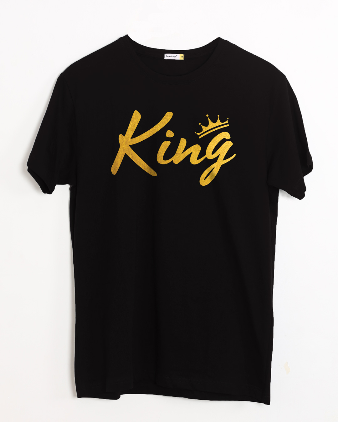 Buy King Gold Print Black Printed Half Sleeve T-Shirt For Men Online ...