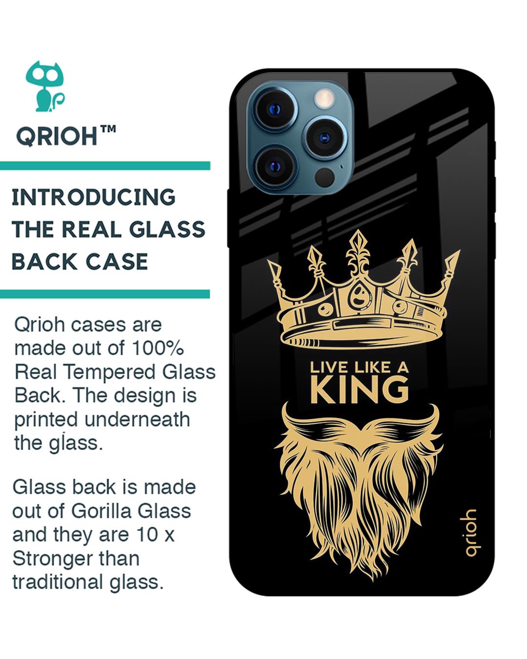 Shop King Life Printed Premium Glass Cover For iPhone 12 Pro (Impact Resistant, Matte Finish)-Back