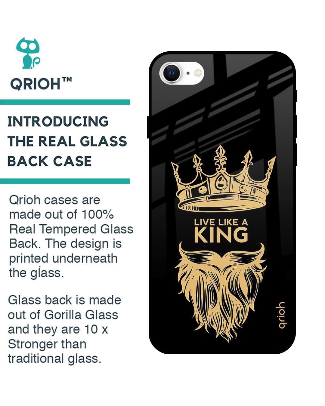 Shop King Life Printed Premium Glass Cover For iPhone SE 2022 (Impact Resistant, Matte Finish)-Back