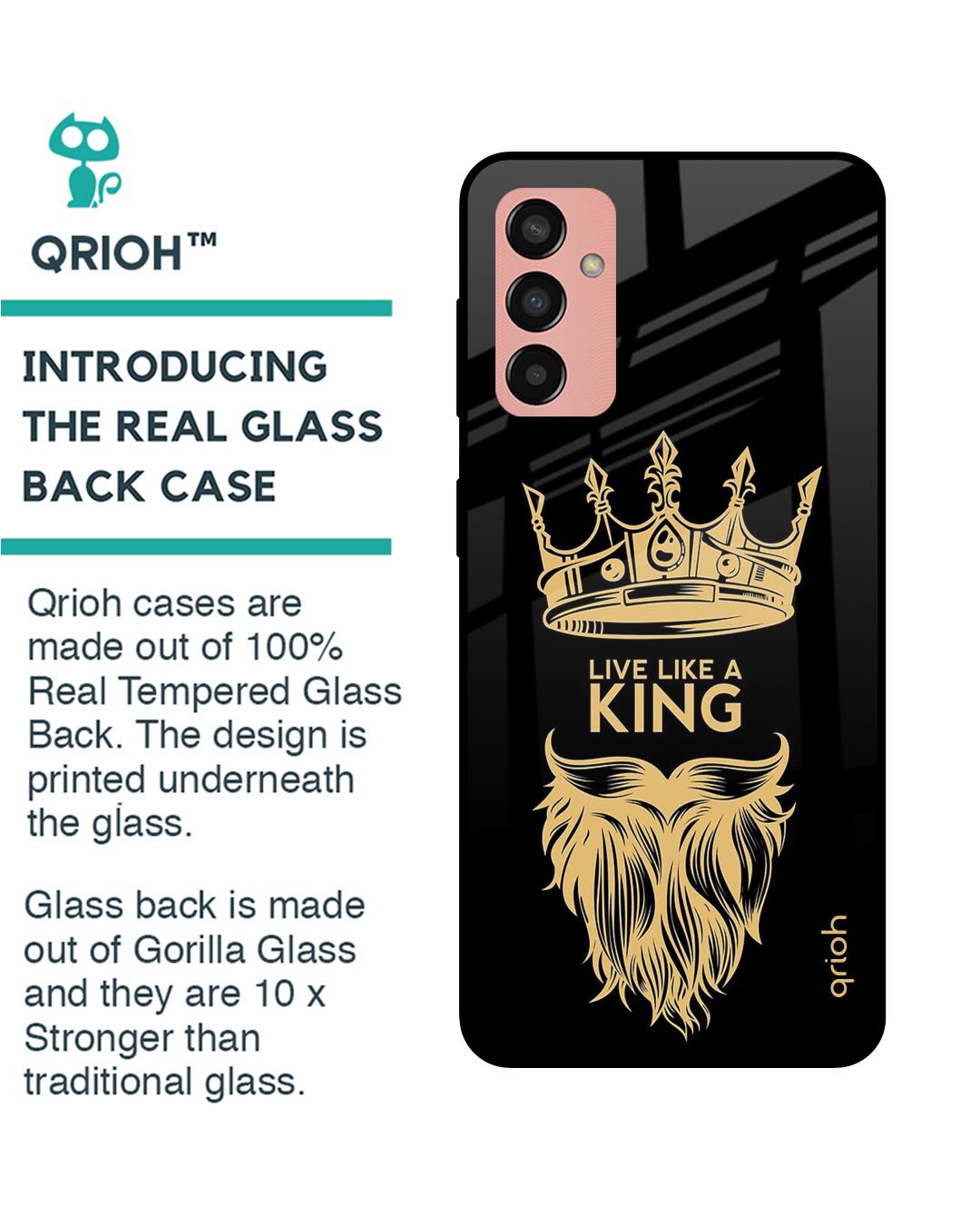 Shop King Life Printed Premium Glass Cover for Samsung Galaxy M13 (Shock Proof, Scratch Resistant)-Back