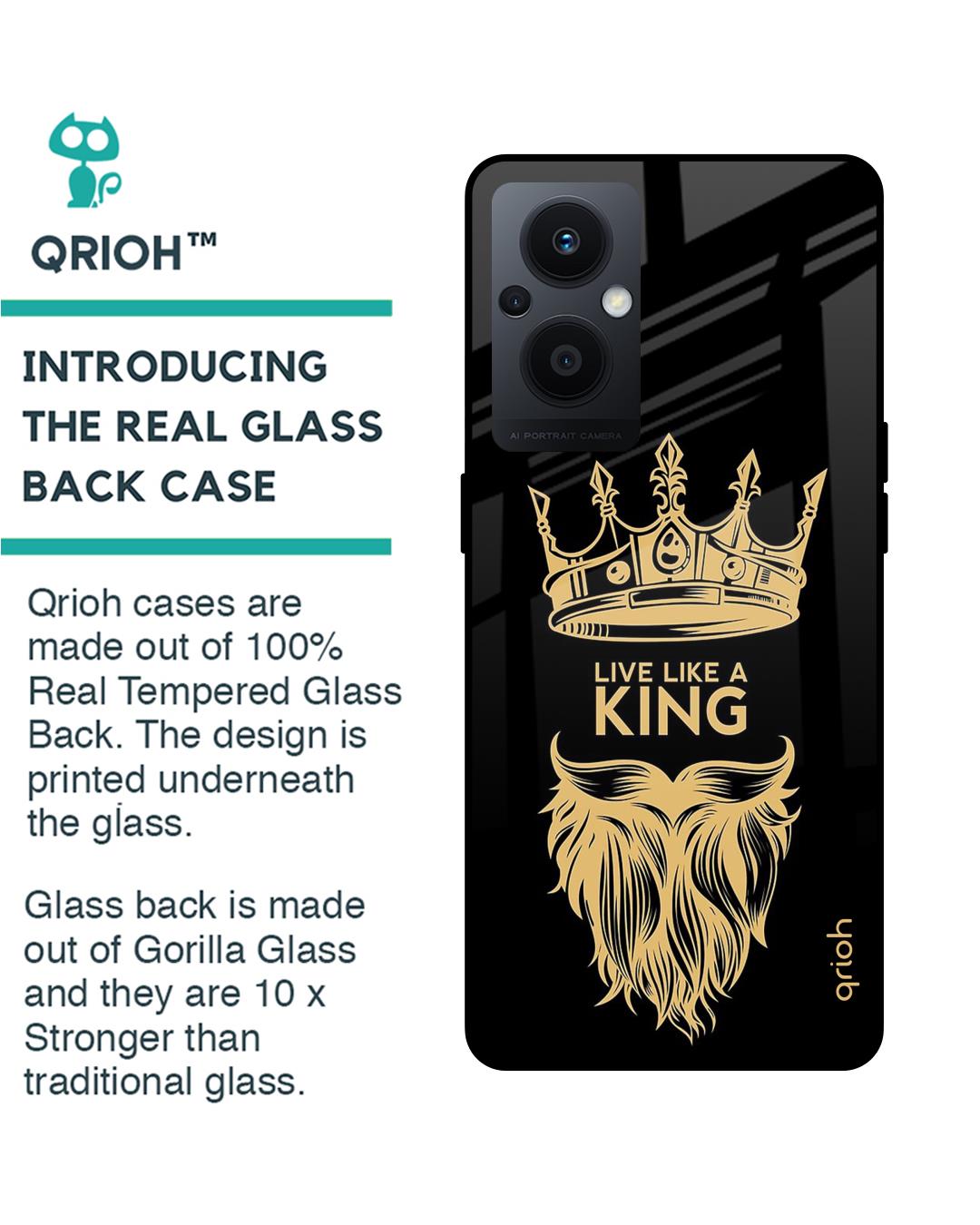 Shop King Life Printed Premium Glass Case for Oppo F21s Pro 5G (Shock Proof,Scratch Resistant)-Back