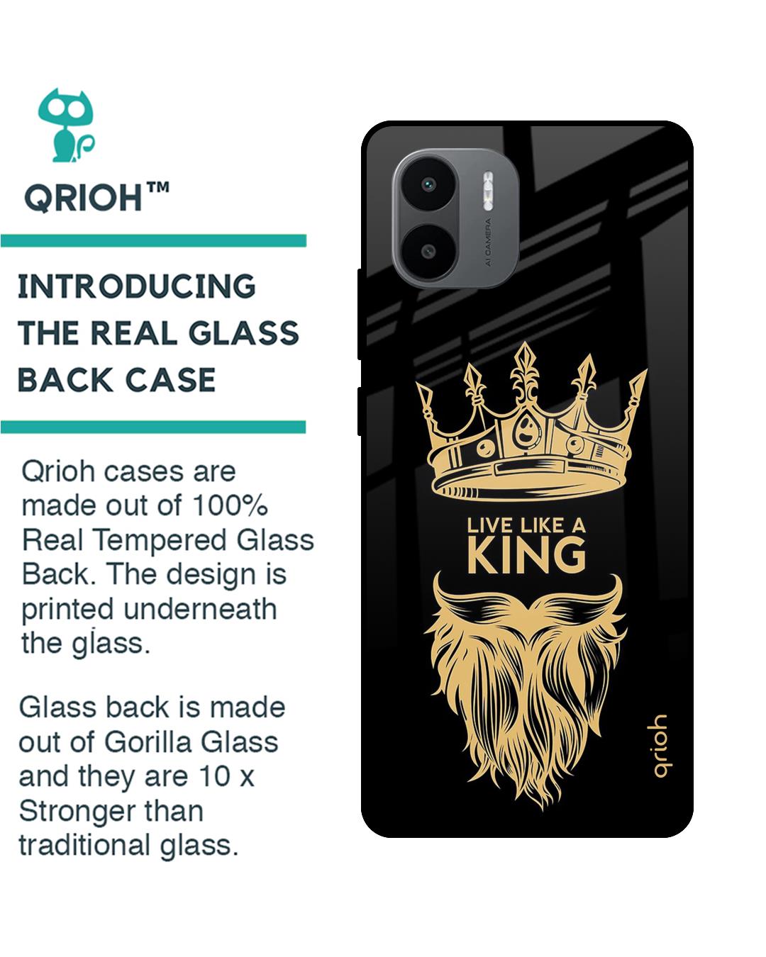 Shop King Life Printed Premium Glass Case for Redmi A1 (Shock Proof,Scratch Resistant)-Back