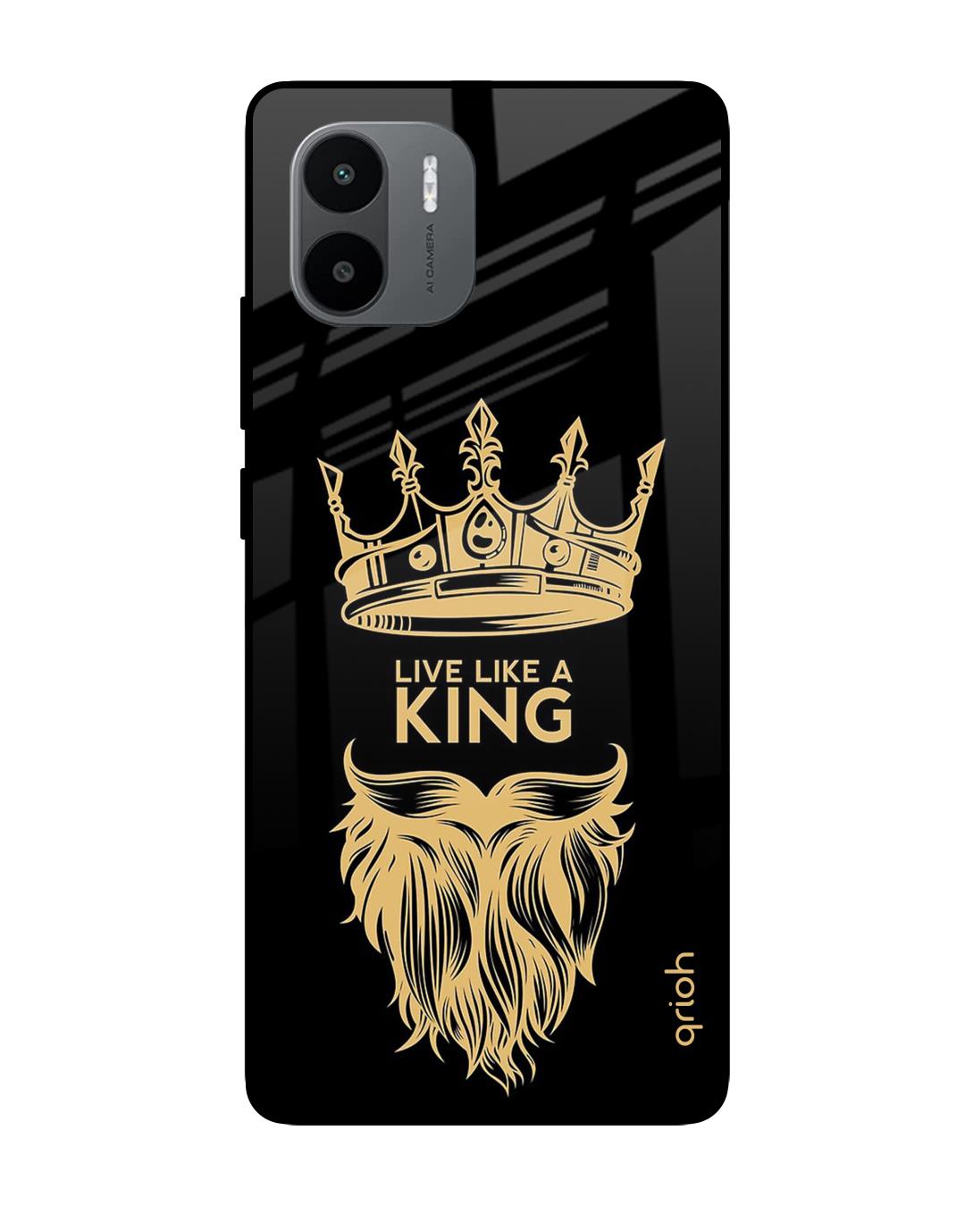 Shop King Life Printed Premium Glass Case for Redmi A1plus (Shock Proof,Scratch Resistant)-Front