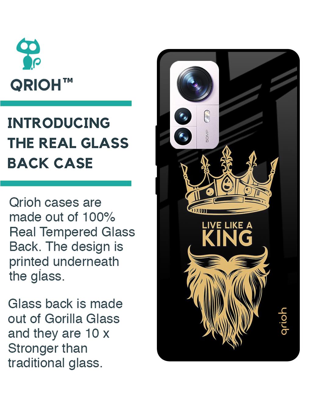 Shop King Life Printed Premium Glass Cover For Mi 12 Pro 5G (Impact Resistant, Matte Finish)-Back
