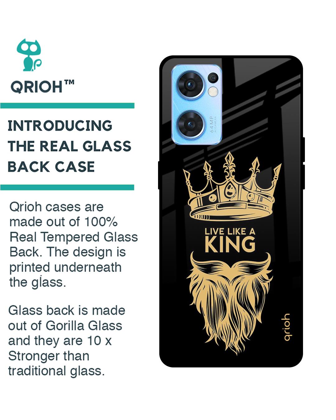Shop King Life Printed Premium Glass Cover For Oppo Reno7 5G (Impact Resistant, Matte Finish)-Back