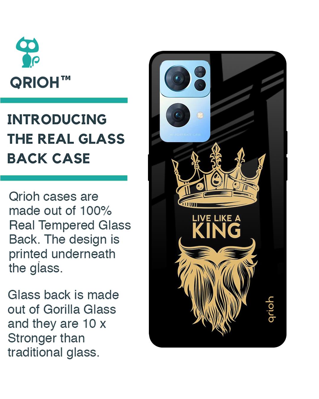 Shop King Life Printed Premium Glass Cover For Oppo Reno7 Pro 5G (Impact Resistant, Matte Finish)-Back