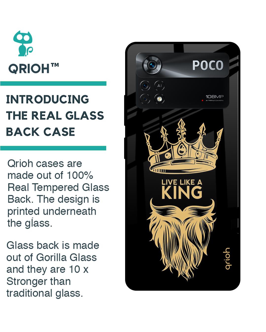 Shop King Life Printed Premium Glass Cover for Poco X4 Pro 5G (Shock Proof, Scratch Resistant)-Back